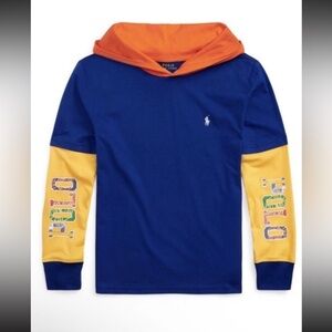 Polo Ralph Lauren Big Boys Logo Hooded T-Shirt Size L Colorblock Jersey